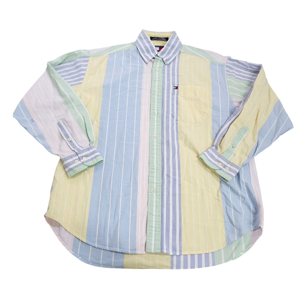 Tommy Hilfiger Button-Down Mens M Multicolor Striped Oxford EUC
